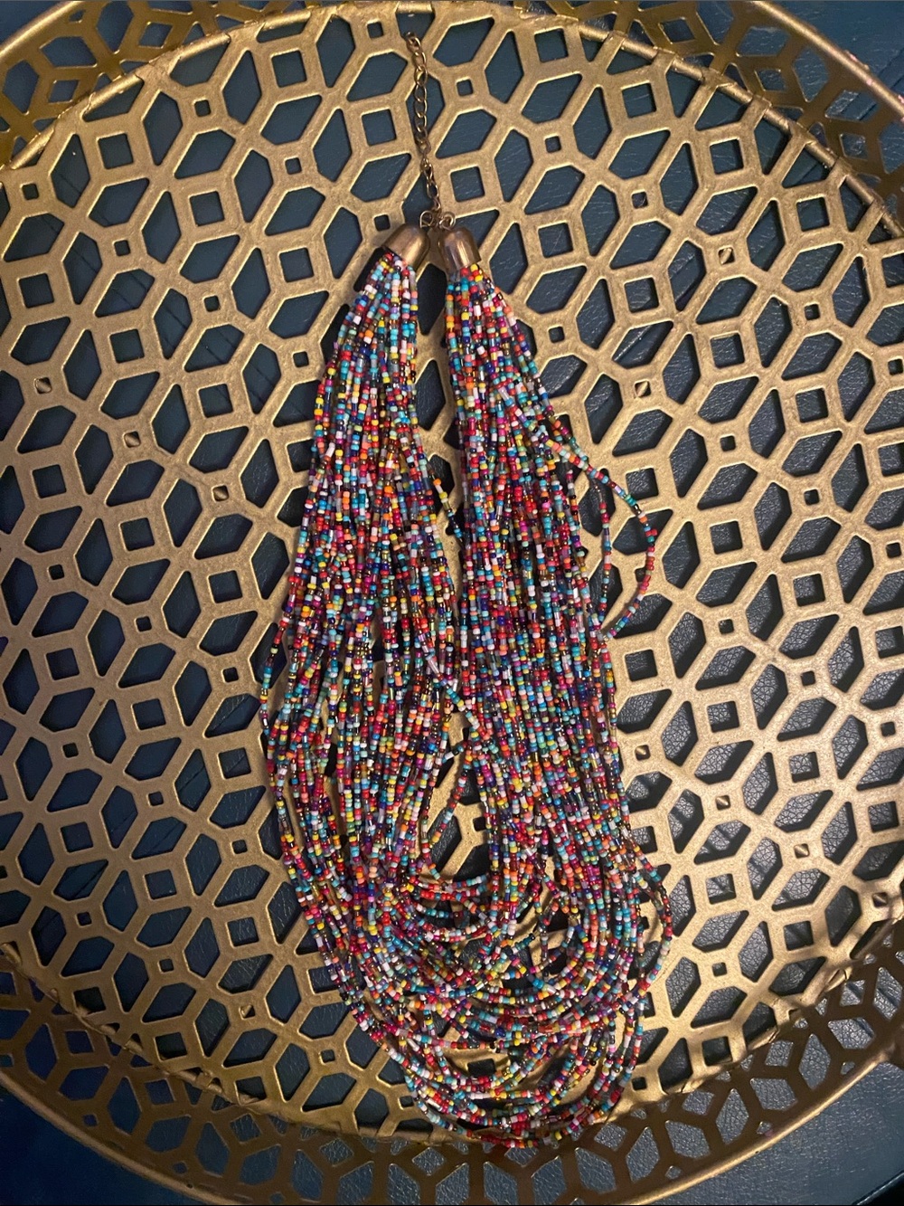 Multicolor Seed Bead Multi-Strand Hair Accessory
